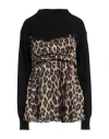 Sacai Woman Top Black Size 2 Wool, Polyester In Black