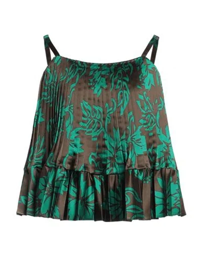 Sacai Woman Top Dark Brown Size 1 Polyester