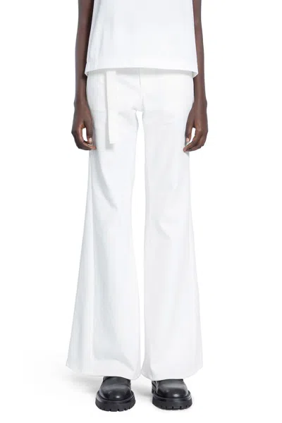 Sacai High-waisted Belted Flared Jeans In White