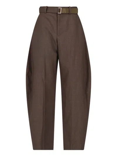 Sacai Women's 100% Wool Trousers In Brown