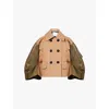 Sacai Wool And Twill Jacket In Beige Olive