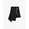 Sacai Pleated Pinstripe Wool Mini In Black