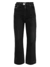 Sacai Belted Crop Bootcut Jeans In Black