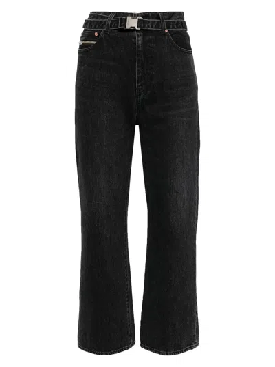 Sacai Boot Cut Denim Pants In Black