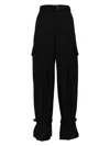 Sacai Belted Tapered Cargo Wool Suiting Pants In Black