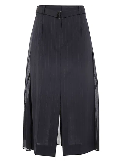 SACAI WOMEN'S CHALK STRIPE GLENCHECK SKIRT