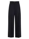 Sacai Chalk Stripe Belted Wide Pants In Blue