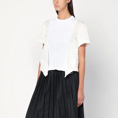 SACAI WOMEN'S COTTON AND NYLON T-SHIRT