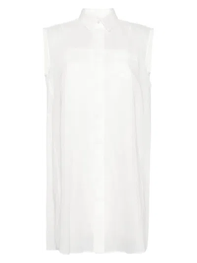 Sacai Pleat-detail Shirt Dress In White