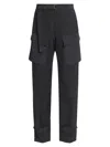 Sacai Belted Straight-leg Ankle Cargo Trousers In Black