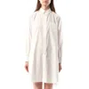 Sacai Pleated-side Long Button-front Shirtdress In Off White