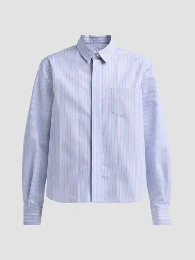 Sacai Women's Cotton Poplin Striped Shirt In Blue