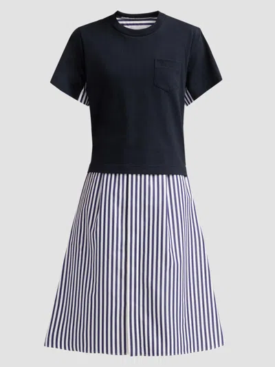 Sacai Women's Cotton Poplin T-shirt Midi Dress In Multi