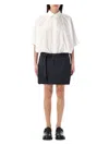 Sacai Cotton Poplin X Wool Mini Dress In Black White
