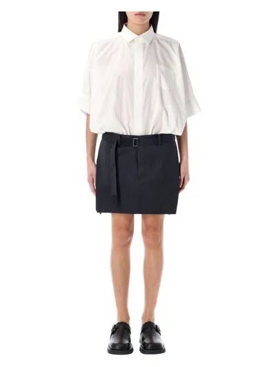 SACAI WOMEN'S COTTON POPLIN X WOOL MINI DRESS