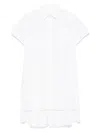 Sacai Pleated Hem Cotton Shirt Dress In White