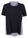 Sacai Panelled Cotton T-shirt In Blue