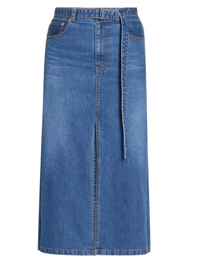 Sacai Women's Denim Hybrid Midi-skirt In Blue