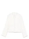 Sacai Cropped Denim Jacket Fringe Detailing In White
