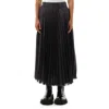 Sacai Pleated Grey Skirt With Denim And Soft Fabric Construction In Black