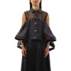 Sacai Sheer Panel Mixed Media Denim Shirt In Indigo