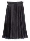 Sacai Pleated Grey Skirt With Denim And Soft Fabric Construction In Black