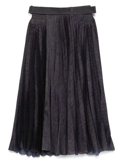 SACAI WOMEN'S DENIM MIX SKIRT