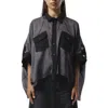 Sacai Satin And Denim Oversized Shirt In Black