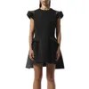 Sacai Short Sleeve Mixed Media Blazer Dress In Black
