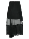 Sacai Pleated Panelled Midi Skirt In Black