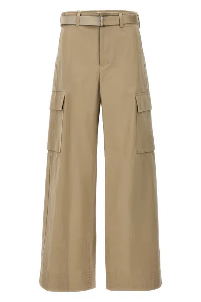 Sacai Gabardine Cargo Pants In Cream