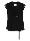 Sacai High Twist Voile Vest In Black