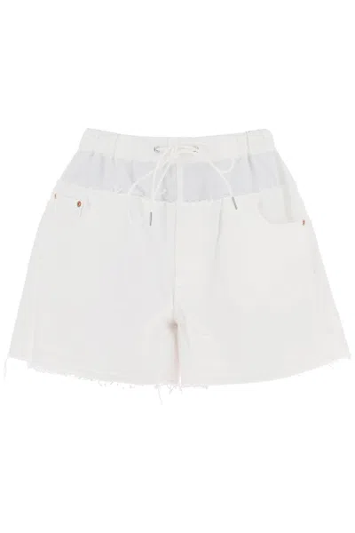 Sacai Women's Hybrid Denim Shorts For Ss24 In White