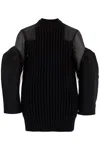 Sacai Silk Chiffon Mix Knit Dress In Black