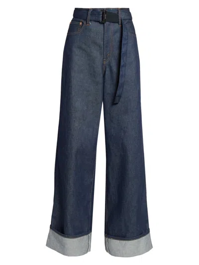 Sacai Women's Levi's X  Oversized Cuffed Jeans In Purple