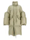 Sacai Long Down Jacket With Sculpted Sleeves In Kaki