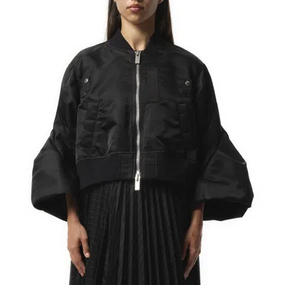 Sacai Women's Nylon Twill Balloon Blouson Bomber Jacket In Black