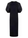 Sacai Puff-sleeve Cotton-blend Jersey Maxi Dress In Black