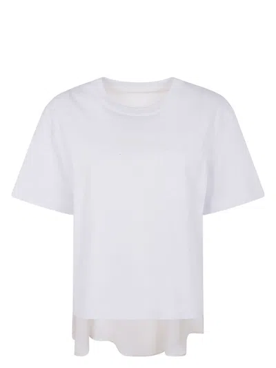 Sacai Twill Mix Cotton Jersey T-shirt With Nylon In White
