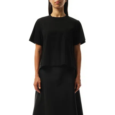SACAI WOMEN'S NYLON TWILL MIX COTTON JERSEY T-SHIRT