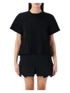 Sacai Sheer Back Panel Cotton T-shirt With Ruffle Detail In Black