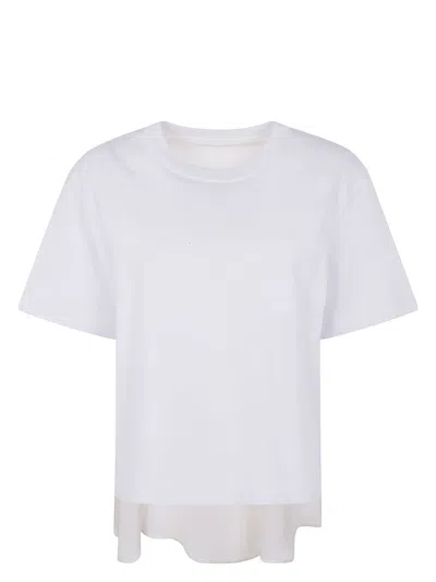 Sacai Twill Mix Cotton Jersey T-shirt With Nylon In White