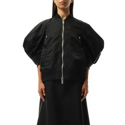 SACAI WOMEN'S NYLON TWILL QUARTER SLEEVE BLOUSON BOMBER JACKET
