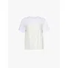 Shop Sacai Womens Off White Contrast-panel Cotton-jersey T-shirt Xl