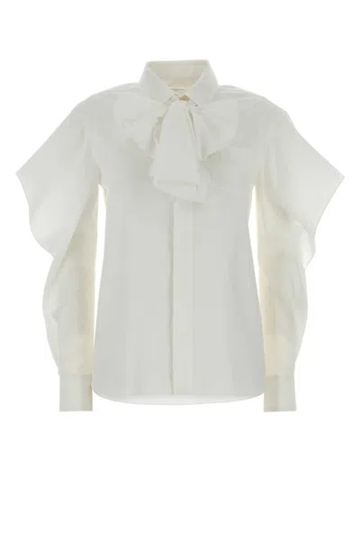SACAI WOMEN OFF WHITE REGULAR SOLID SHIRT, M LUXURY SHIRTS FOR WOMEN DARVEYS