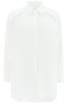 SACAI WOMEN'S OVERSIZED WHITE MAXI SHIRT WITH UNIQUE CUT-OUT SLEEVES