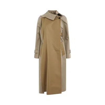 SACAI WOMEN'S PANELLED COTTON GABARDINE COAT