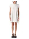 Sacai Panelled Mini Dress With Rear Satin Ruffled