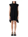 Sacai Mini Dress With Asymmetric Hem And Back Drape