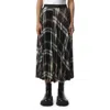 Sacai Plaid Midi Skirt In Green/brown
